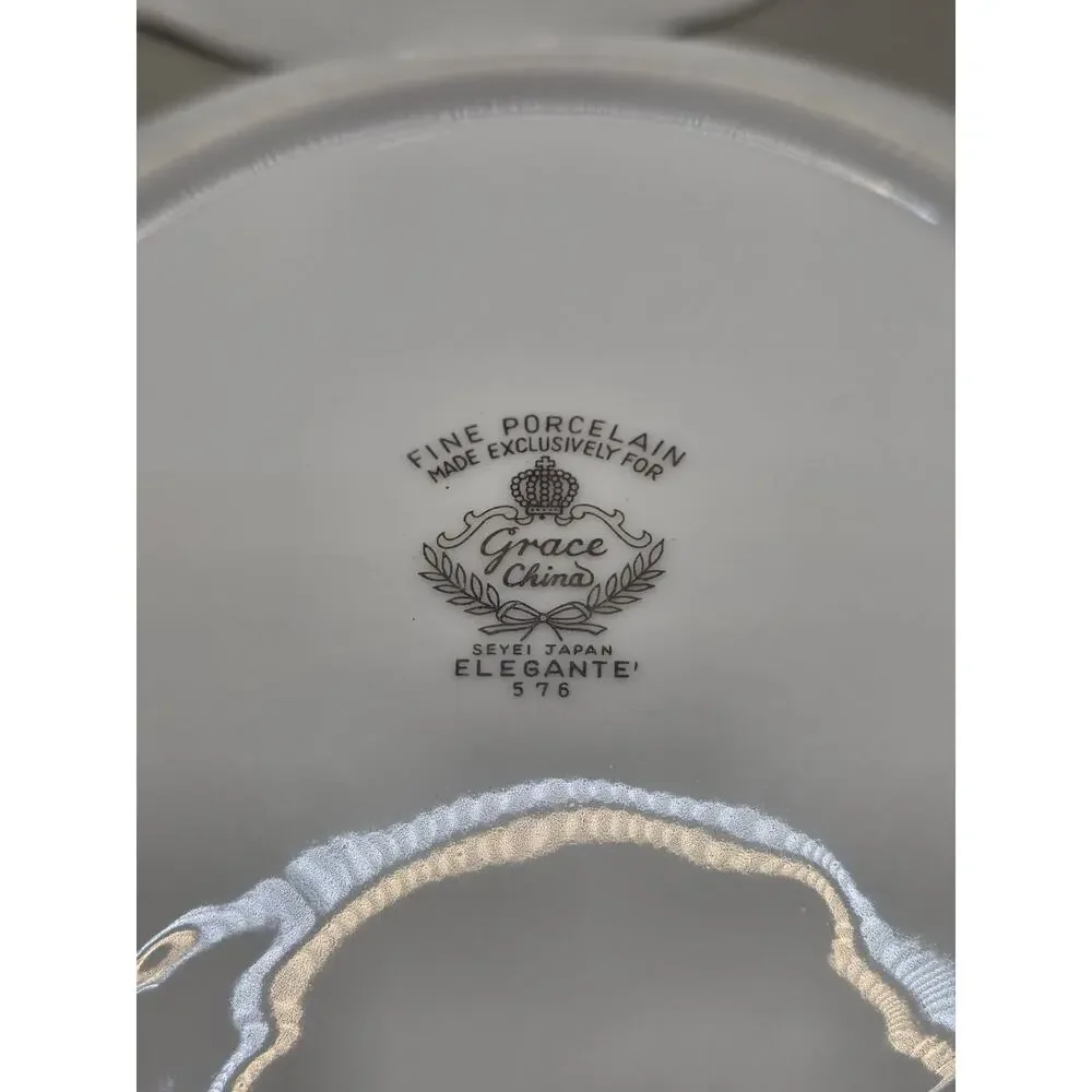 Vintage Grace China Elegante Serving Bowls Set 576 Seyei Japan Rose Platinum